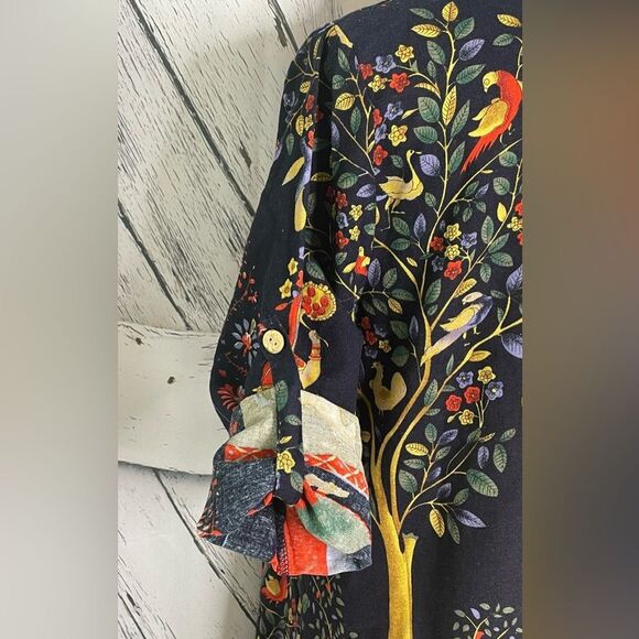 Xiang Xiang ethnic cotton long blouse/ dress with horses and tree of life M - Picture 7 of 8